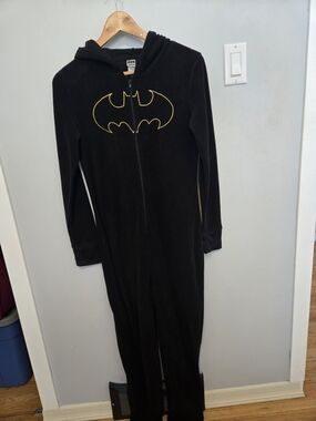 Batman Black Hooded Onsie with Gold Embroidered Bat Emblem